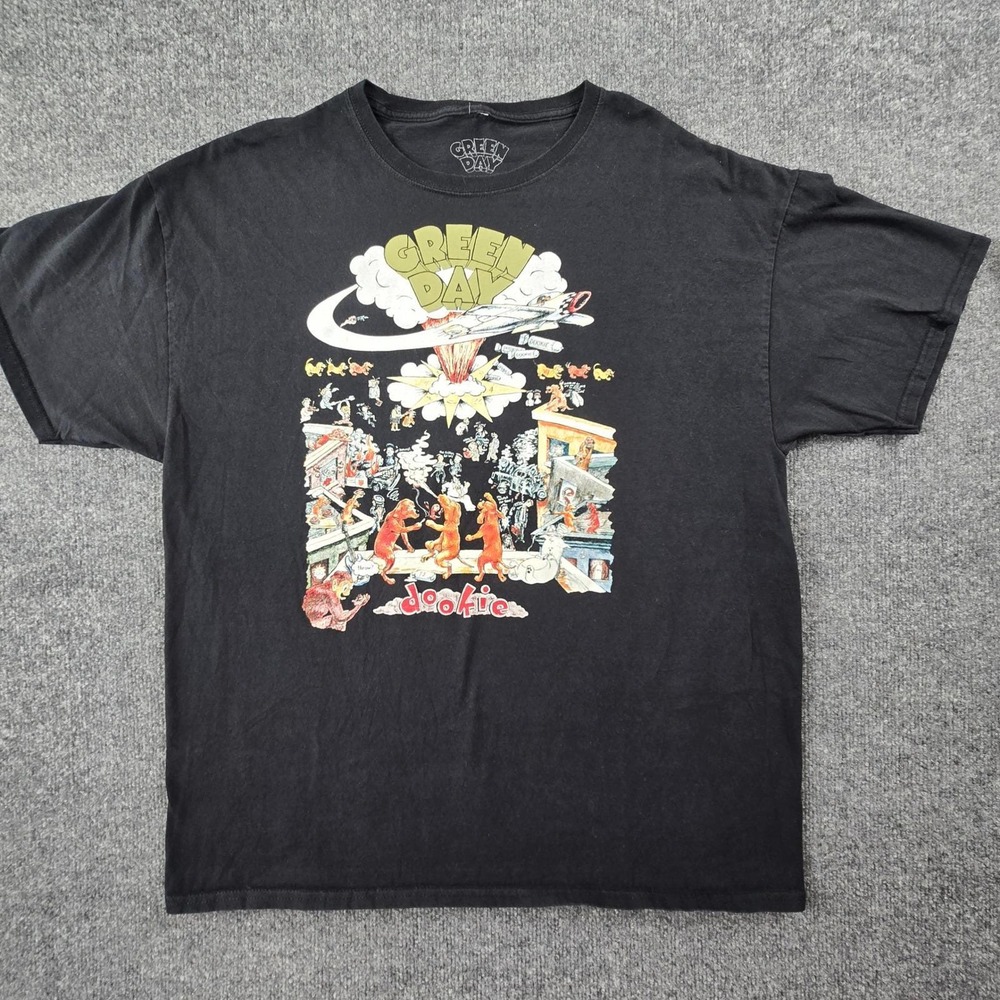 Green Day Dookie Graphic T-Shirt Mens XL Black 90s Punk Rock Album Tee